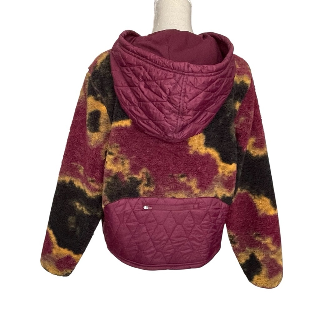 Joy Lab Fleece Sherpa Multicolor Women's Jacket Size L Hooded Adjustable Hem - Picture 5 of 9